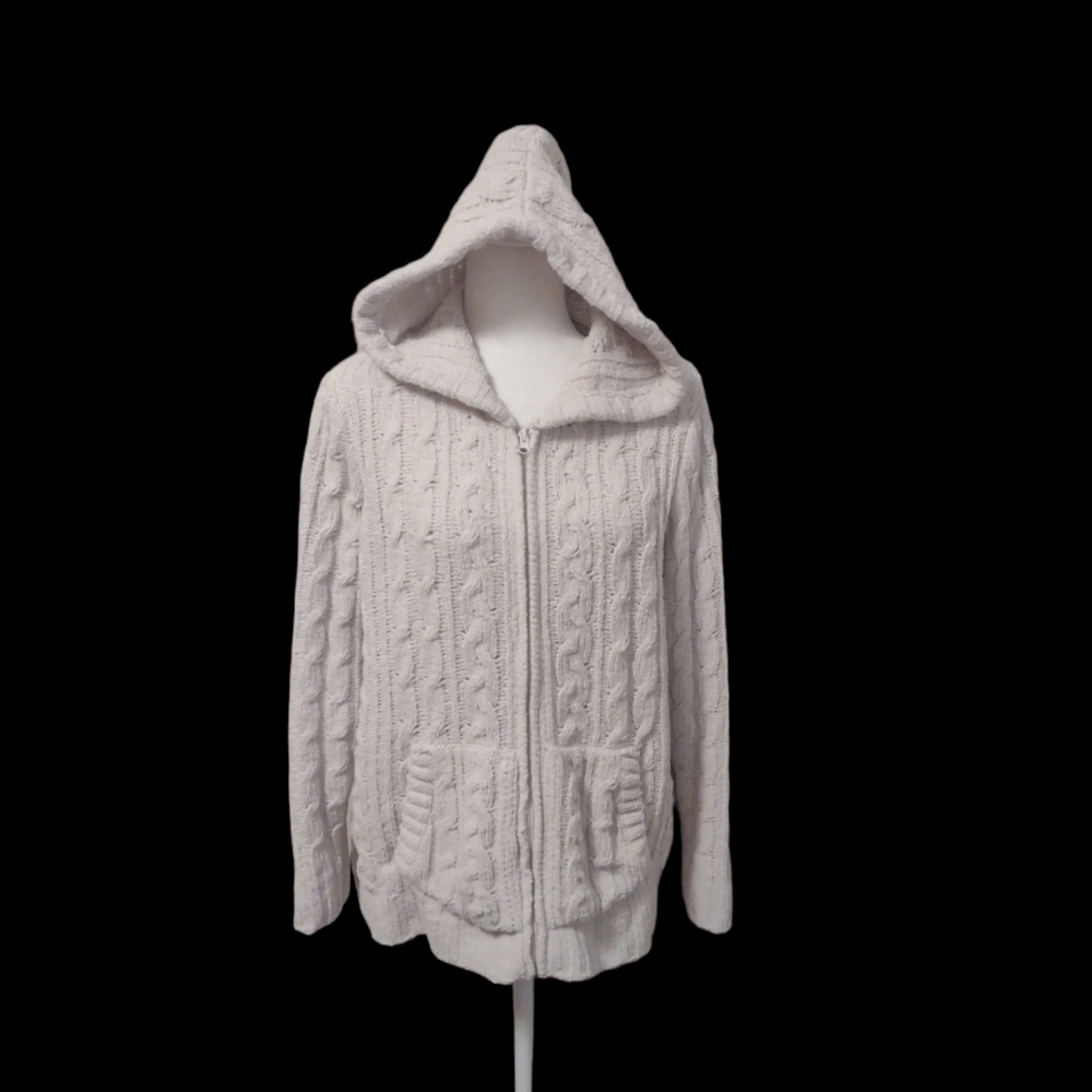 Profile Apparel cotton/poly beige‎ sweater with hood. Size XL